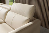 Valencia Andria Modern Left Hand Facing Top Grain Leather Reclining Sectional Sofa, Beige Color