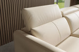 Valencia Andria Modern Right Hand Facing Top Grain Leather Reclining Sectional Sofa, Beige Color