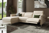 Valencia Andria Modern Left Hand Facing Top Grain Leather Reclining Sectional Sofa, Beige Color