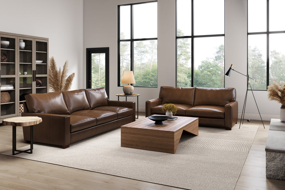 Valencia Luton Leather Sofa, Three Seats, Lipari Choco