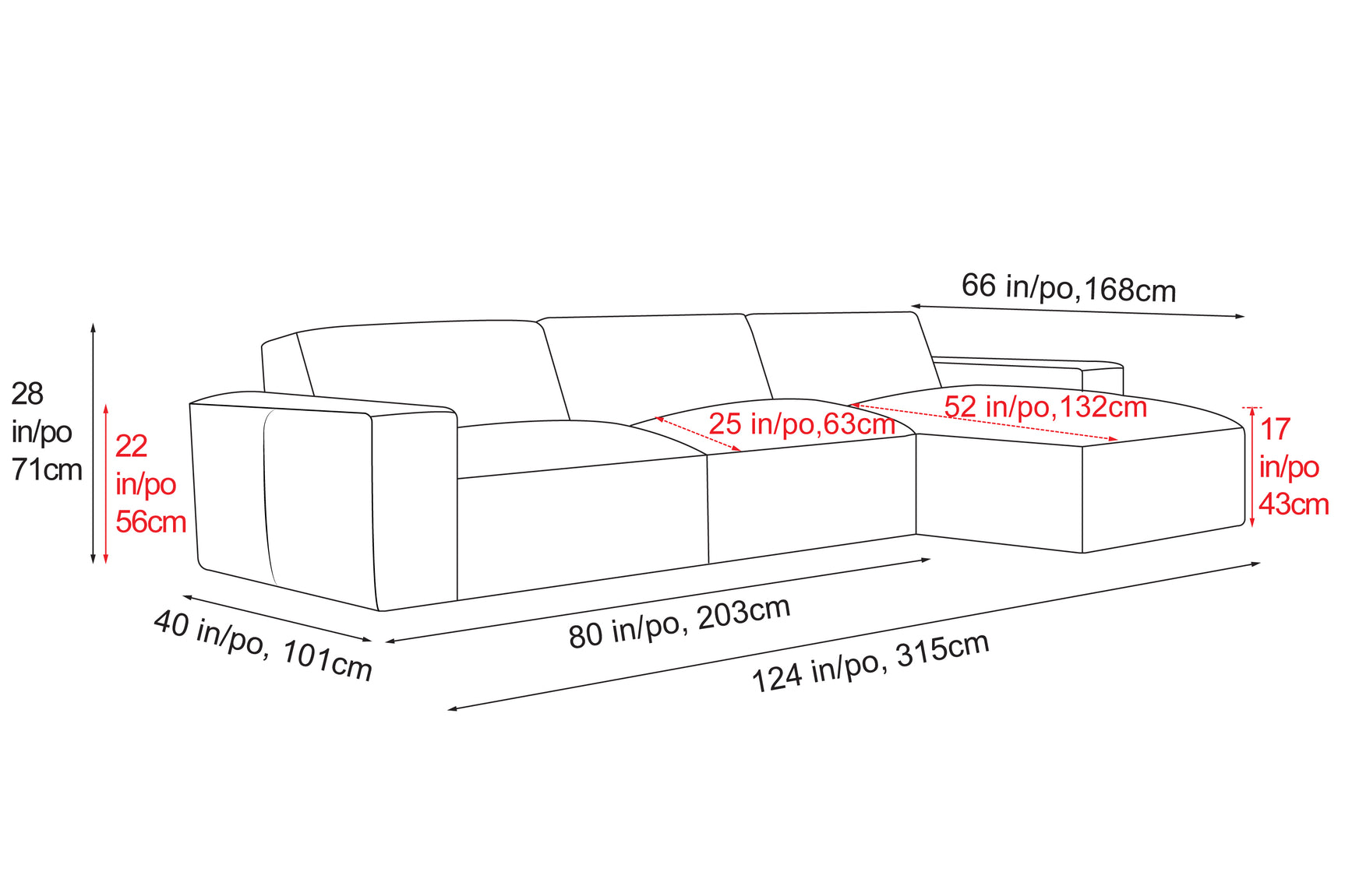 Valencia Nathan Full Aniline Leather Lounge Modular Sofa, Three Seats with Right Chaise, Black Color