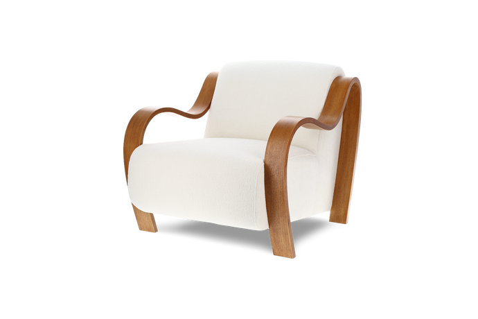 Valencia Alexis Boucle Fabric Accent Chair, Cream Color