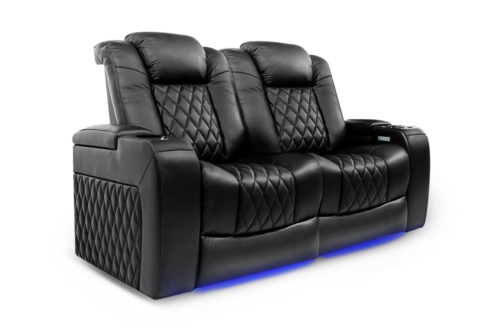 Valencia Tuscany Home Cinema Seating Row of 2 Loveseat Black