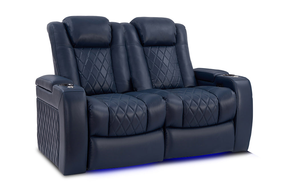 Valencia Tuscany Home Cinema Seating Row of 2 Loveseat Navy Blue