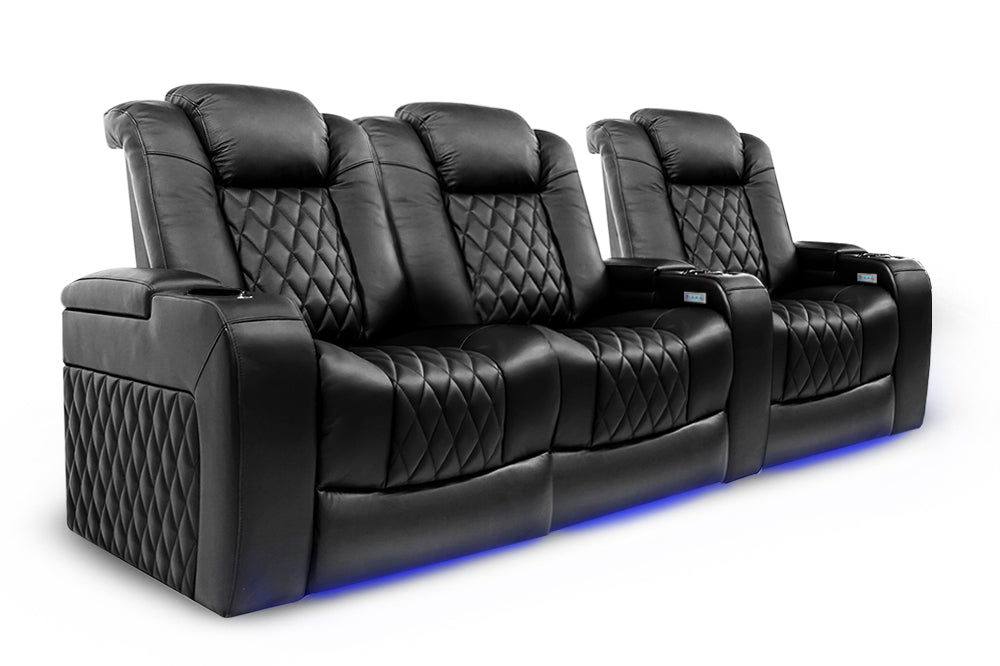 Valencia Tuscany Home Cinema Seating Row of 3 Loveseat Left Black