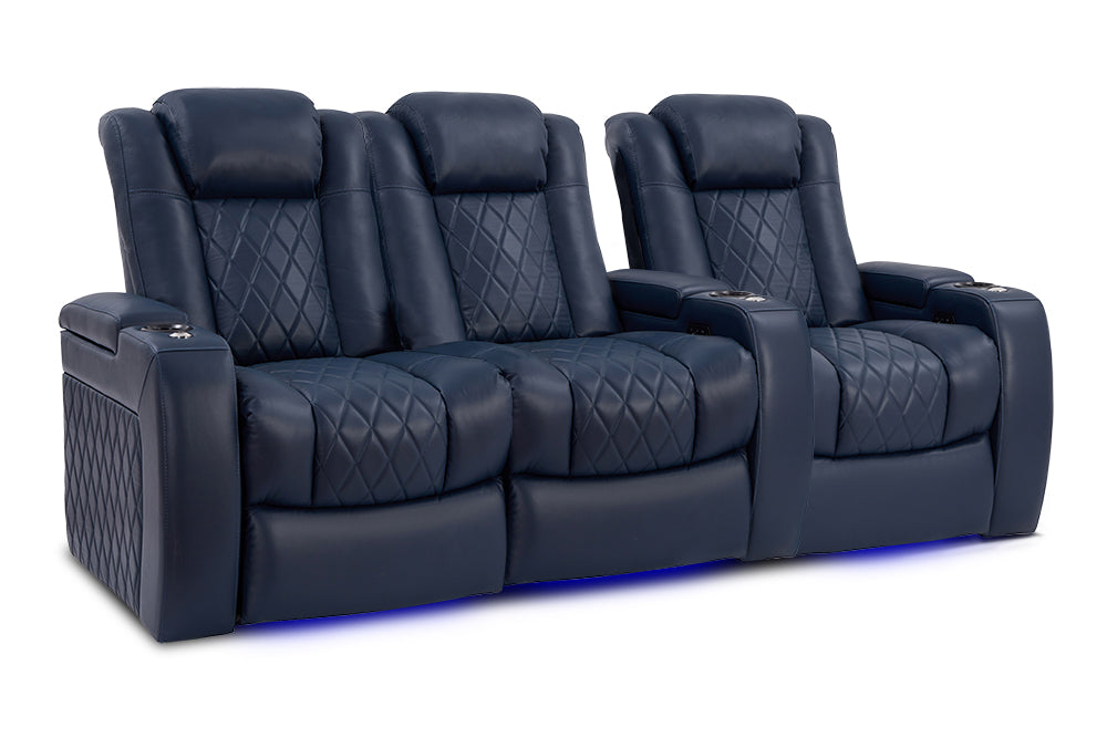 Valencia Tuscany Home Cinema Seating Row of 3 Loveseat Left Navy Blue