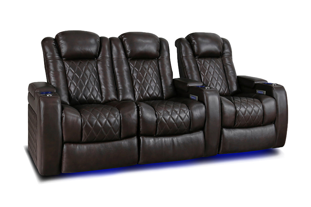 Valencia Tuscany Home Cinema Seating Row of 3 Loveseat Left Dark Chocolate