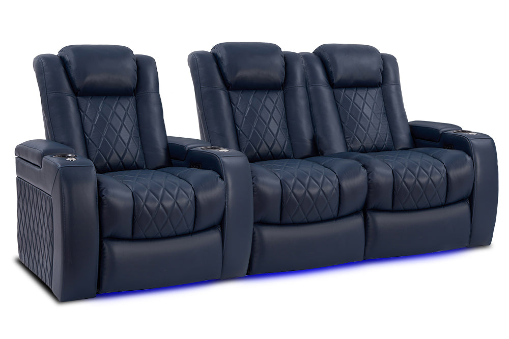 Valencia Tuscany Home Cinema Seating Row of 3 Loveseat Right Navy Blue