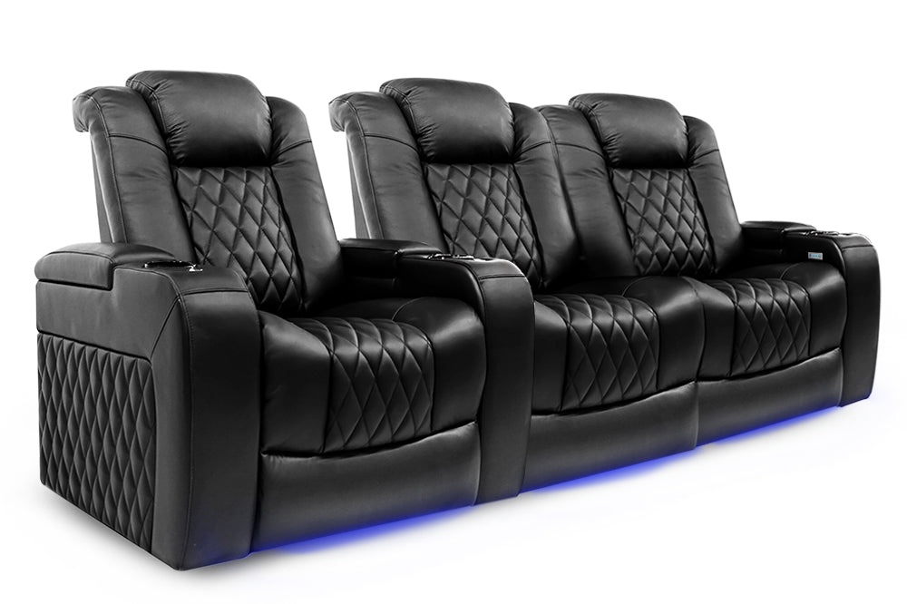 Valencia Tuscany Home Cinema Seating Row of 3 Loveseat Right Black