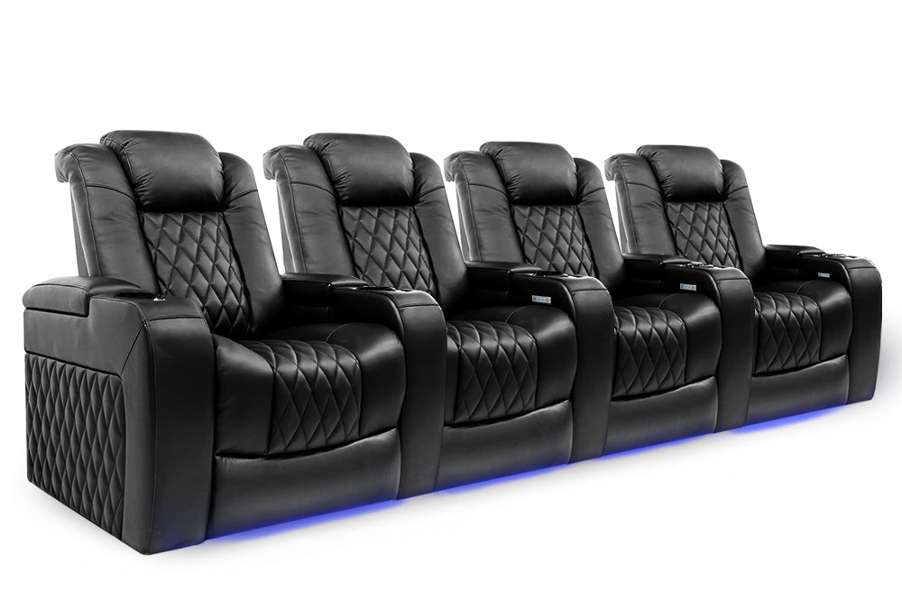 Valencia Tuscany Home Cinema Seating Row of 4 Black