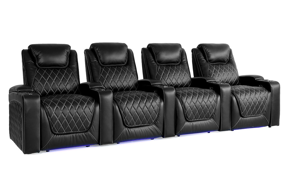 Valencia Oslo Home Cinema Seating, Row of 4 Black