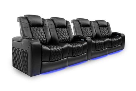 Valencia Tuscany Home Cinema Seating Row of 4 Double Loveseat Black