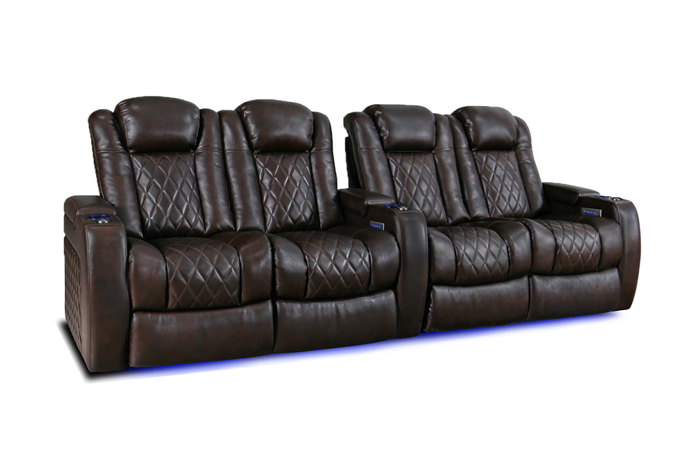 Valencia Tuscany Home Cinema Seating Row of 4 Double Loveseat Dark Chocolate