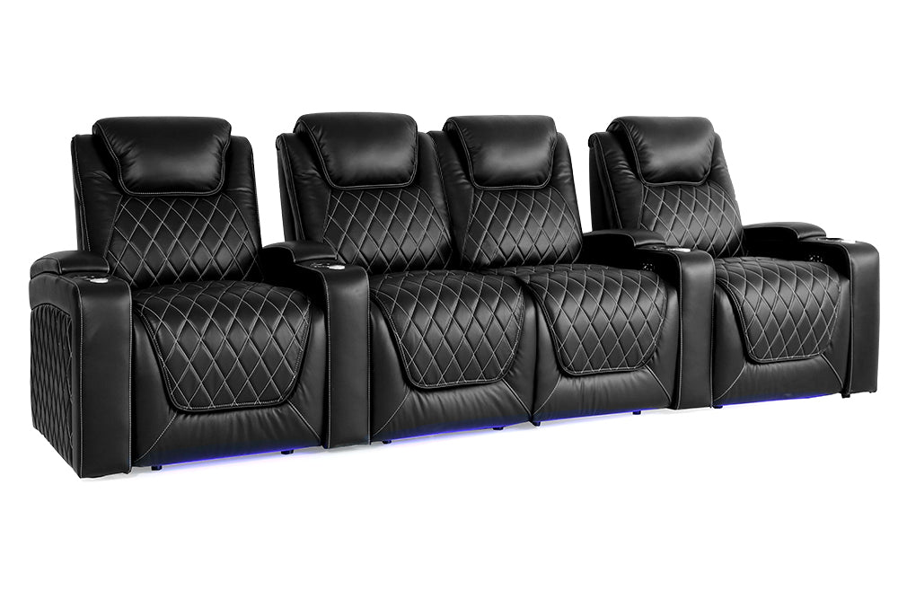 Valencia Oslo Home Cinema Seating, Row of 4 Loveseat Center, Black