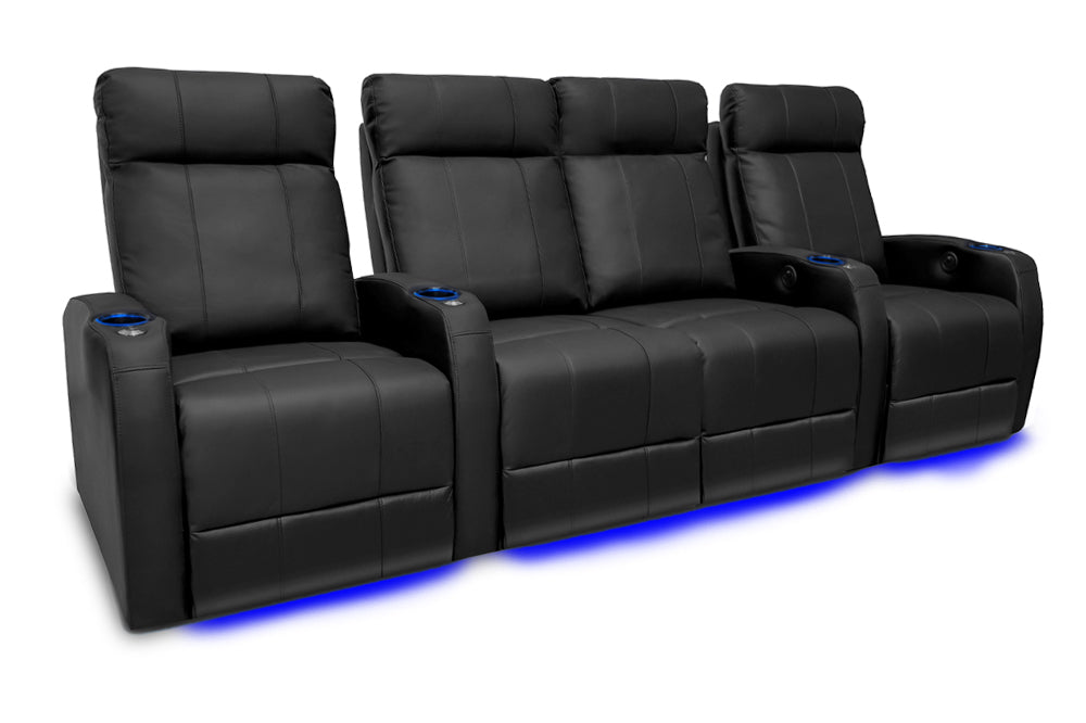Valencia Syracuse Home Cinema Seating Row of 4 Loveseat Center Black