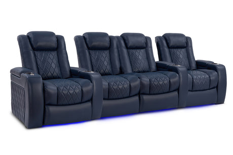 Valencia Tuscany Home Cinema Seating Row of 4 Loveseat Center Navy Blue