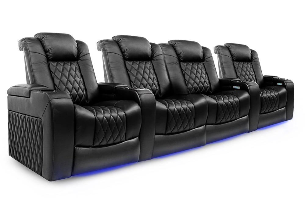 Valencia Tuscany Home Cinema Seating Row of 4 Loveseat Center Black