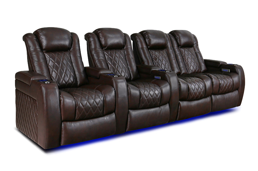 Valencia Tuscany Home Cinema Seating Row of 4 Loveseat Right Dark Chocolate