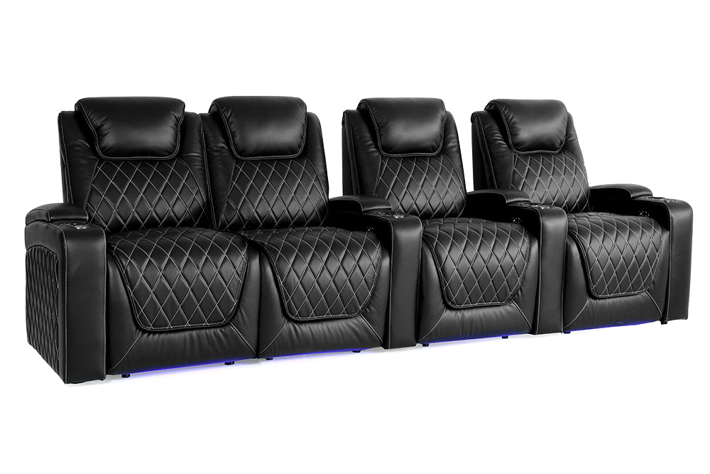 Valencia Oslo Home Cinema Seating, Row of 4 Loveseat Left, Black