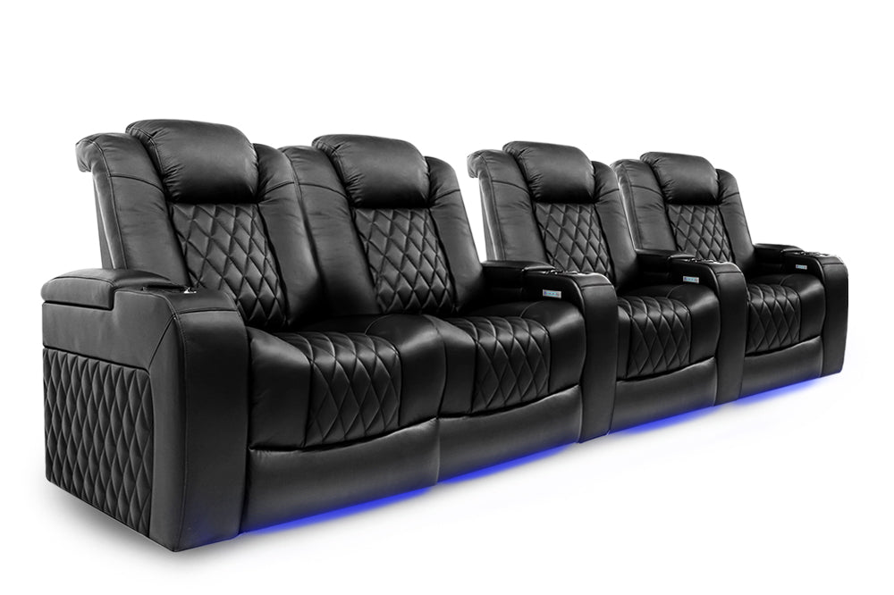 Valencia Tuscany Home Cinema Seating Row of 4 Loveseat Left Black