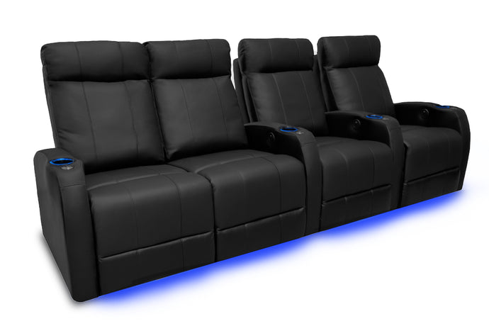 Valencia Syracuse Home Cinema Seating Row of 4 Loveseat Left Black