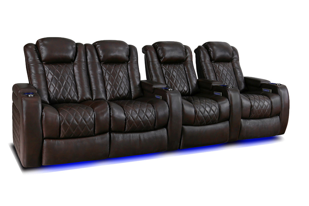 Valencia Tuscany Home Cinema Seating Row of 4 Loveseat Left Dark Chocolate