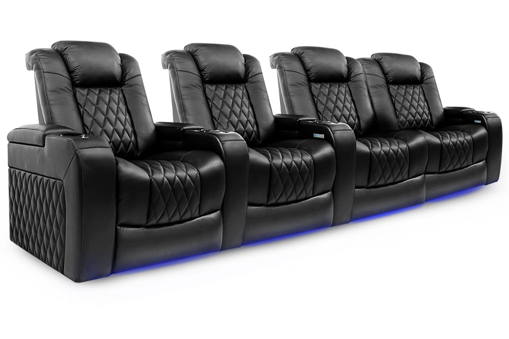 Valencia Tuscany Home Cinema Seating Row of 4 Loveseat Right Black