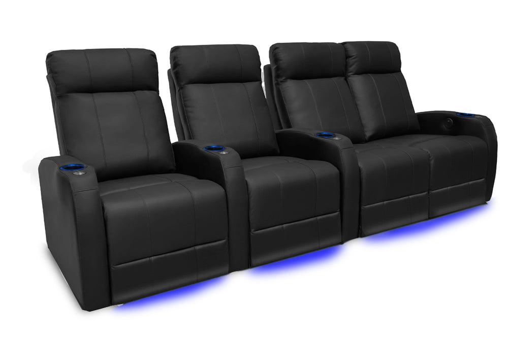 Valencia Syracuse Home Cinema Seating Row of 4 Loveseat Right Black