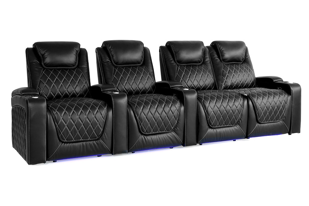 Valencia Oslo Home Cinema Seating, Row of 4 Loveseat Right, Black