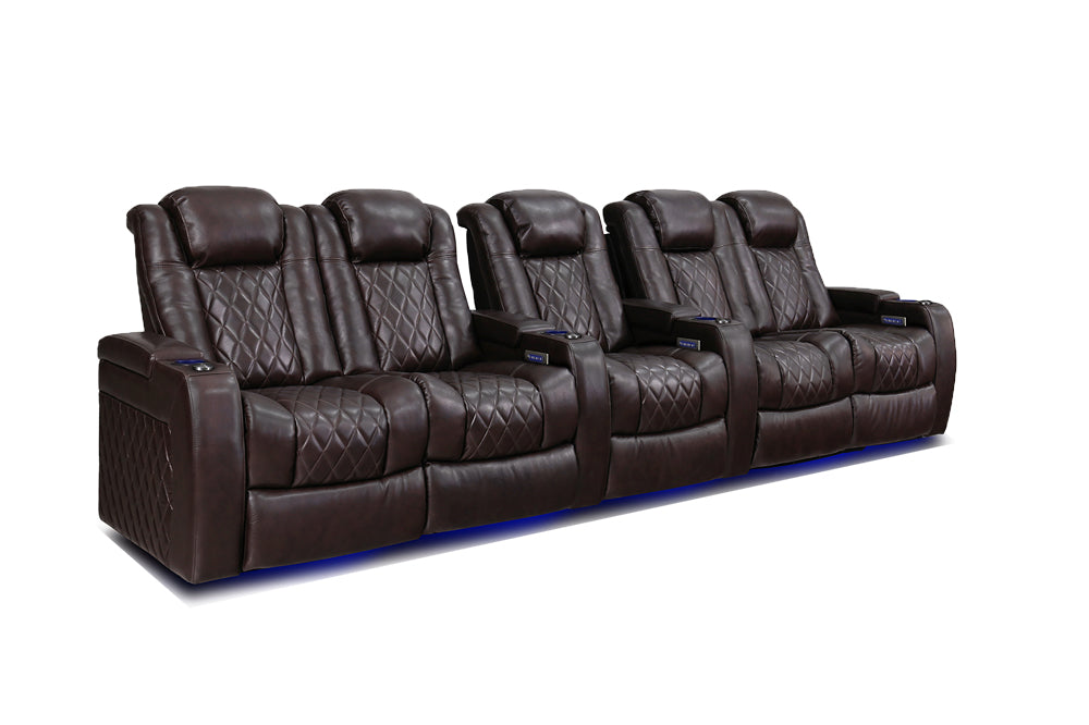 Valencia Tuscany Home Cinema Seating Row of 5 Double Loveseat with Single Center Dark Chocolate