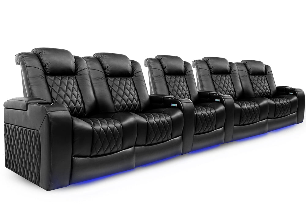 Valencia Tuscany Home Cinema Seating Row of 5 Double Loveseat Black