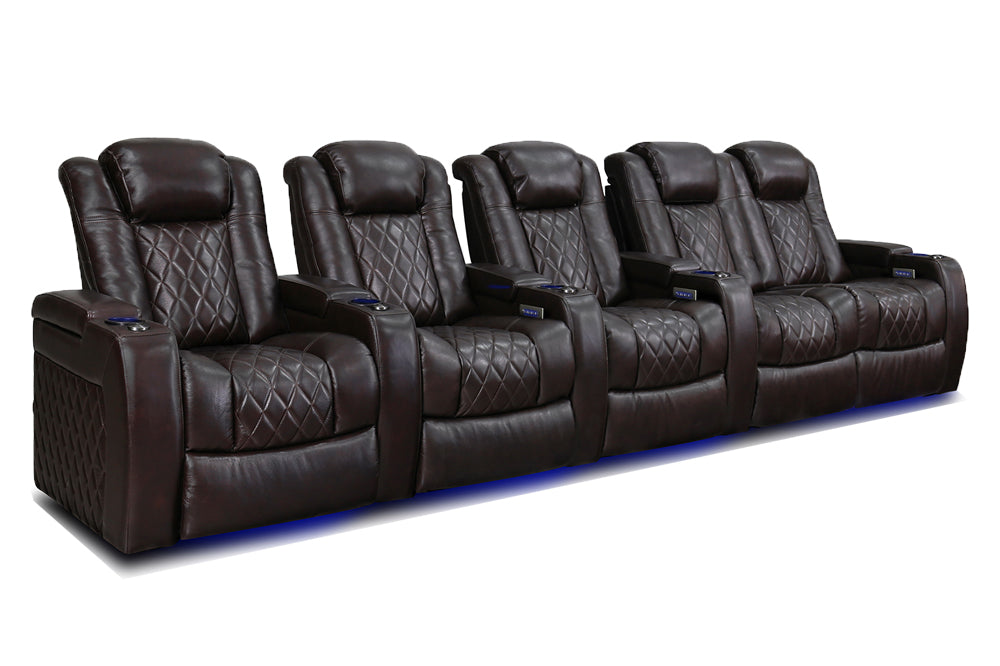 Valencia Tuscany Home Cinema Seating Row of 5 Loveseat Right Dark Chocolate