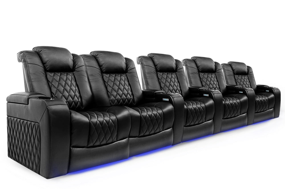 Valencia Tuscany Home Cinema Seating Row of 5 Loveseat Left Black