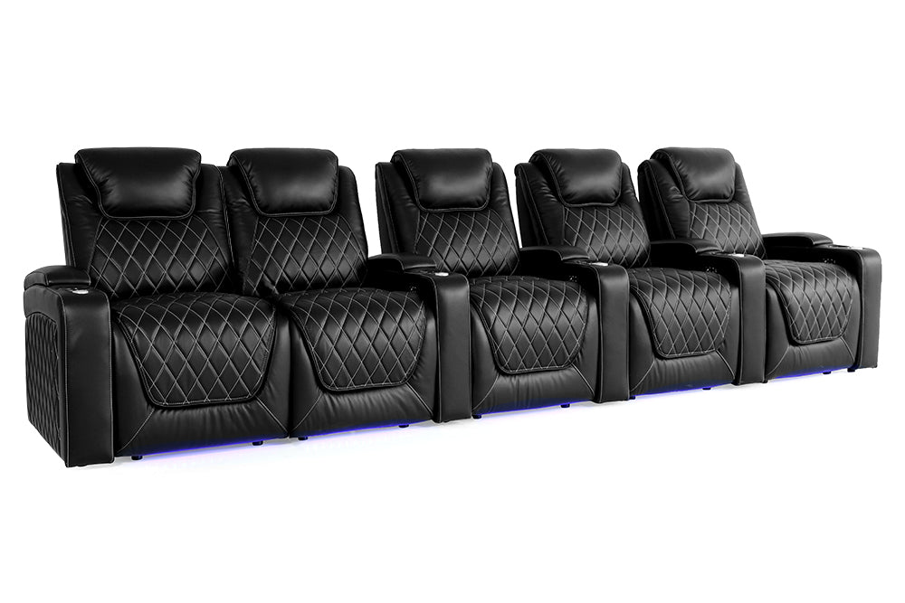 Valencia Oslo Home Cinema Seating, Row of 5 Loveseat Left, Black