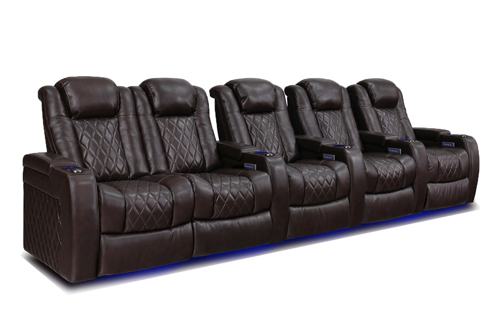 Valencia Tuscany Home Cinema Seating Row of 5 Loveseat Left Dark Chocolate