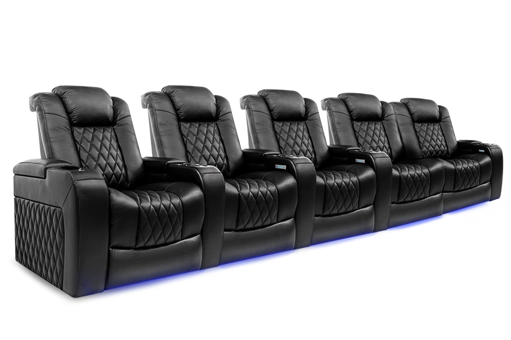 Valencia Tuscany Home Cinema Seating Row of 5 Loveseat Right Black