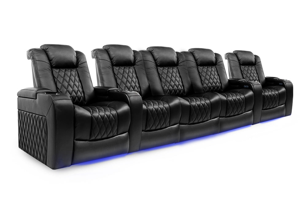 Valencia Tuscany Home Cinema Seating Row of 5 Set of 3 Center Black