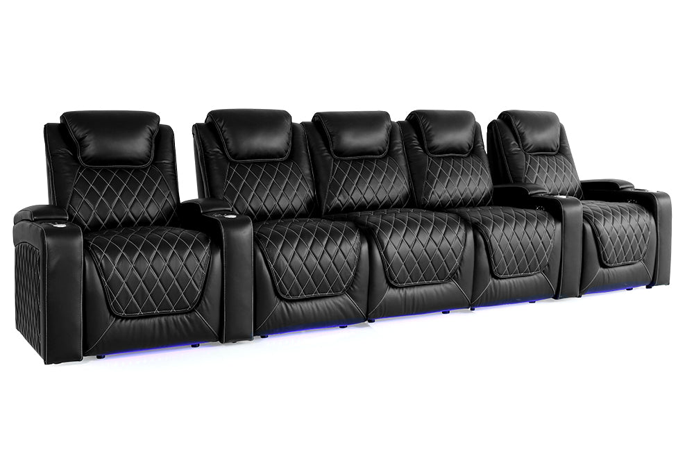 Valencia Oslo Home Cinema Seating, Row of 5 Set of 3 Center, Black