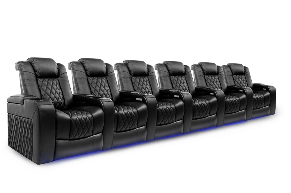 Valencia Tuscany Home Cinema Seating Row of 6 Black