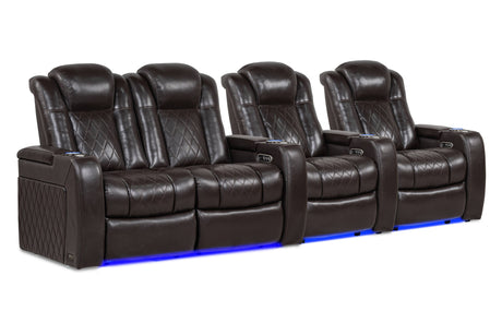 Valencia Tuscany Home Cinema Seating Row of 4 Loveseat Left Dark Chocolate