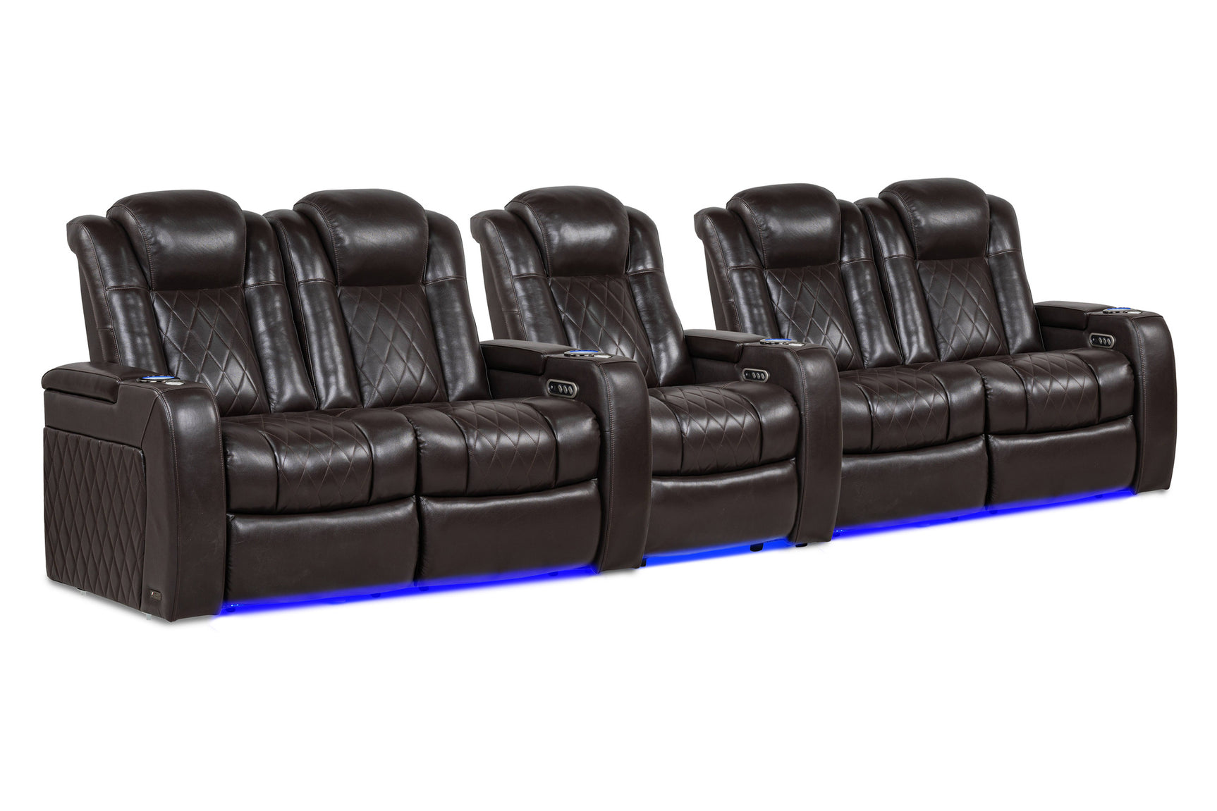 Valencia Tuscany Home Cinema Seating Row of 5 Double Loveseat with Single Center Dark Chocolate