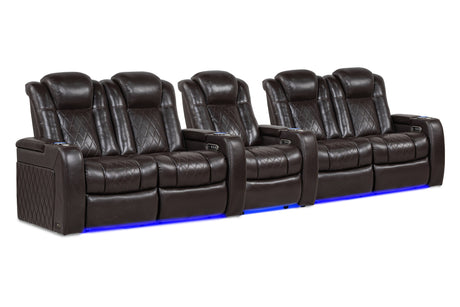 Valencia Tuscany Home Cinema Seating Row of 5 Double Loveseat with Single Center Dark Chocolate