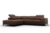 Valletta Sectional Leather Sofa, L-Shape & Left Chaise, Dark Brown