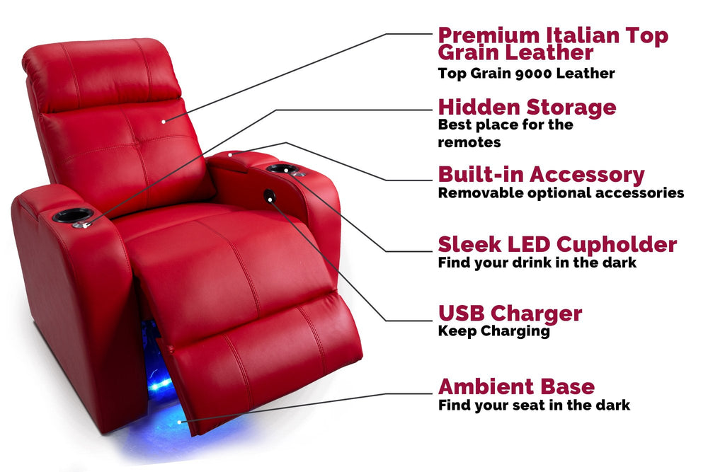 Valencia Verona Home Cinema Seating Row of 4 Loveseat Left Red