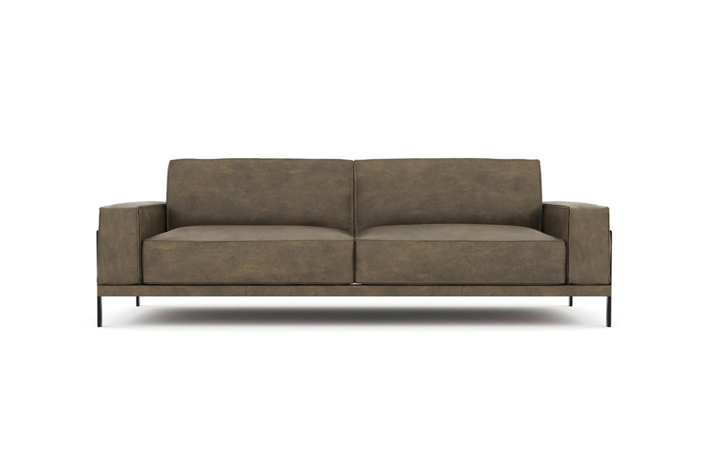 Valencia Chiara Leather Sofa with Steel Frame, Russet Brown
