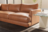 Valencia Serena Leather L-shape with Left Chaise Sectional Sofa, Cognac