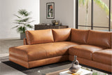 Valencia Serena Leather L-shape with Left Chaise Sectional Sofa, Cognac