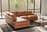 Valencia Serena Leather L-shape with Left Chaise Sectional Sofa, Cognac