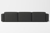 Valencia Nathan Full Aniline Leather Lounge Modular Sofa, Three Seats With Left Chaise, Black Color