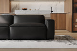 Valencia Nathan Full Aniline Leather Lounge Modular Sofa, Three Seats With Left Chaise, Black Color